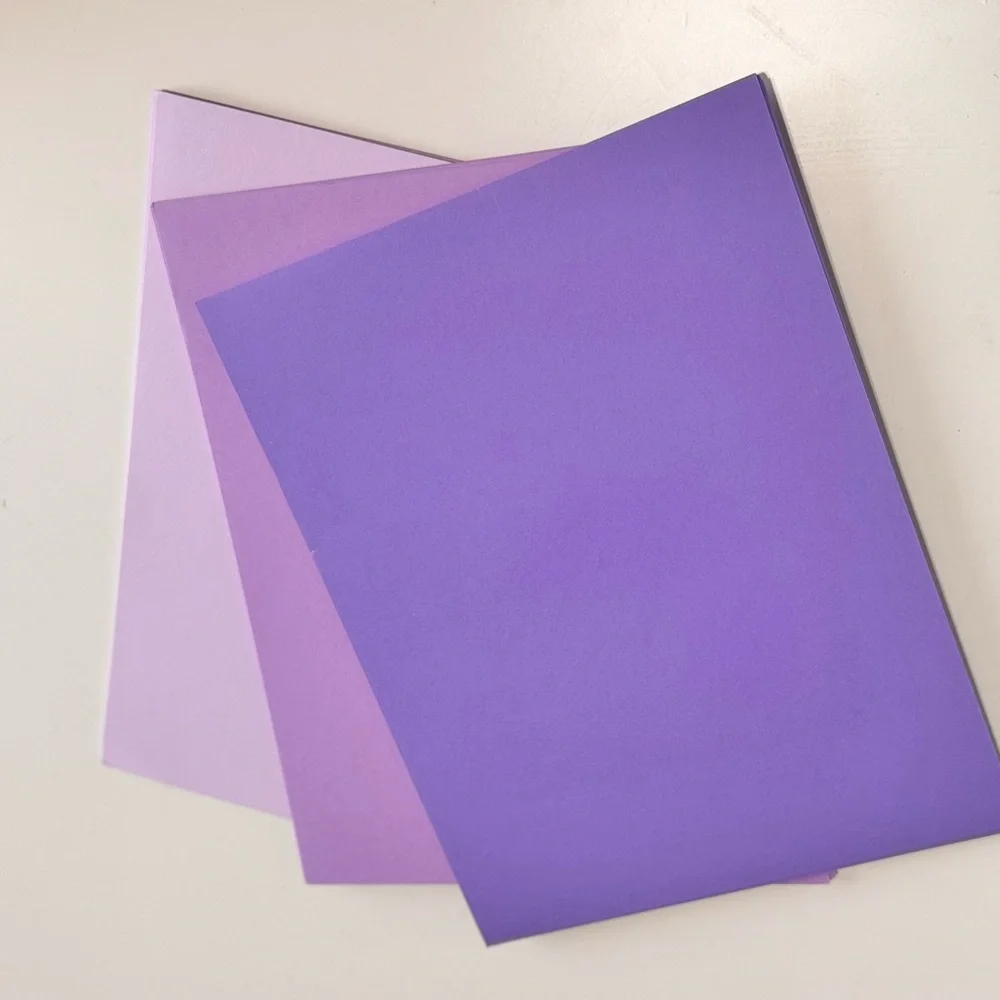 Purple Cardstock Paper 40 Sheets 110 lb 3 Shades of Lavender Colors 8.5”x11” NEW